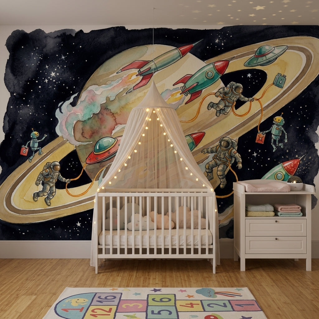 Mid Century Modern Wallpaper Space Kids Wall Mural