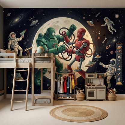 Mid Century Modern Wallpaper Retro Removable Space Wall Decor