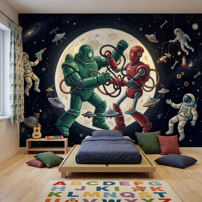 Mid Century Modern Wallpaper Retro Removable Space Wall Decor