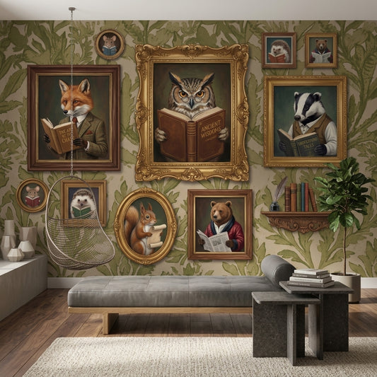Vintage Gallery Wall Wallpaper Botanical Woodland Animals Wall Mural
