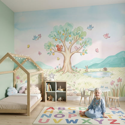 Watercolor Wallpaper Pastel Removable Landscape Wall Decor