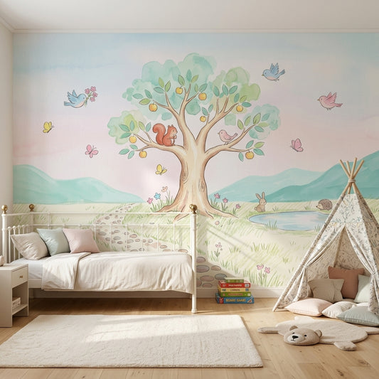 Watercolor Wallpaper Pastel Removable Landscape Wall Decor