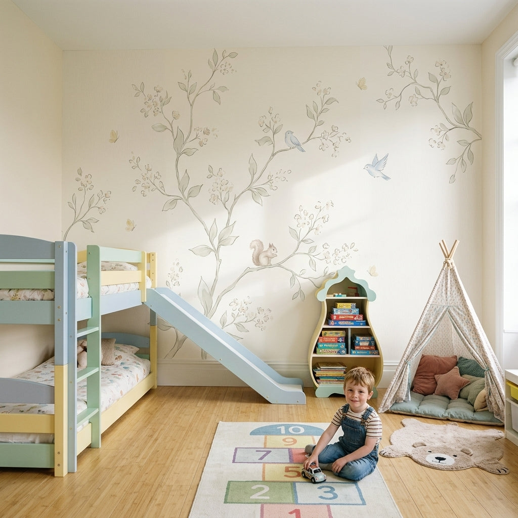 Floral Branches Wallpaper Blossom Tree Birds Removable Wall Decor