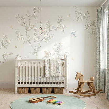 Floral Branches Wallpaper Blossom Tree Birds Removable Wall Decor