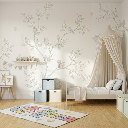 Floral Branches Wallpaper Blossom Tree Birds Removable Wall Decor
