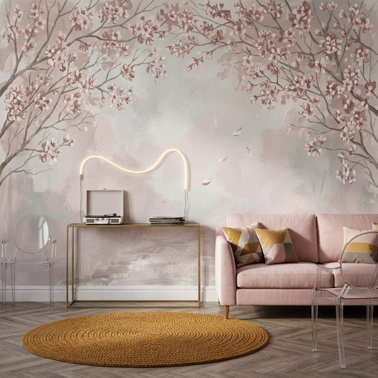 Cherry Blossoms Wallpaper Sakura Watercolor Removable Wall Decor