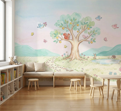 Watercolor Wallpaper Pastel Removable Landscape Wall Decor