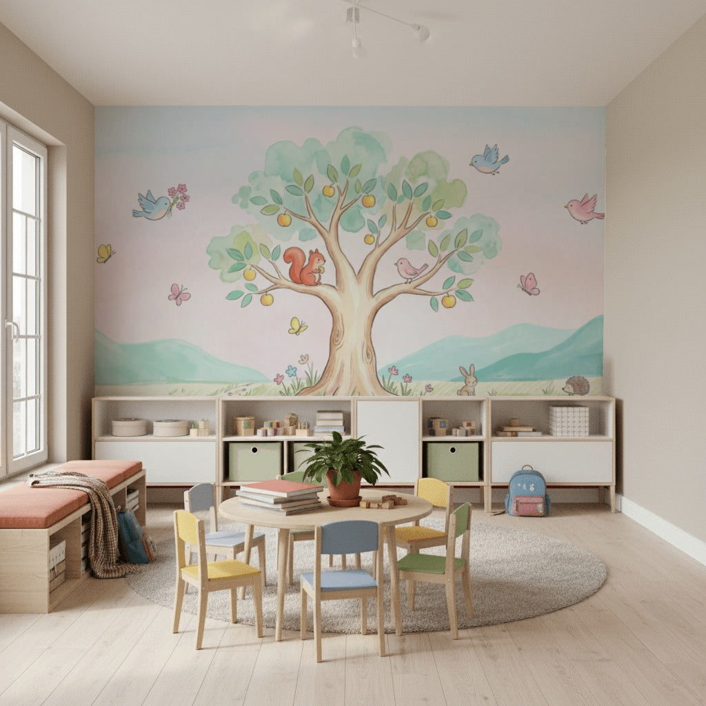 Watercolor Wallpaper Pastel Removable Landscape Wall Decor