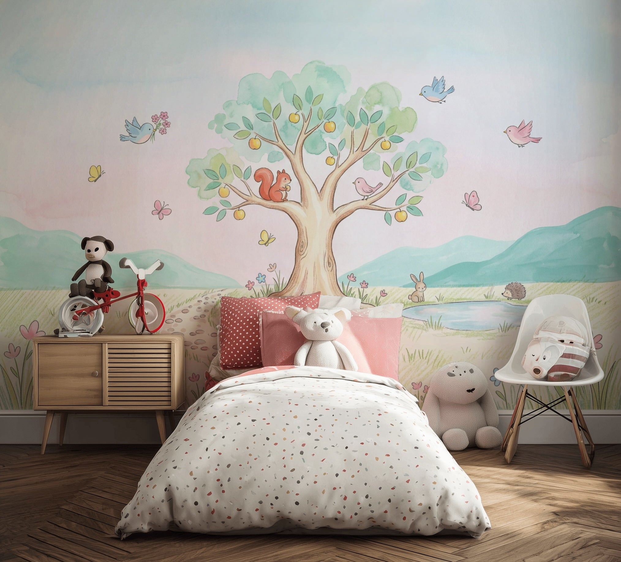 Watercolor Wallpaper Pastel Removable Landscape Wall Decor