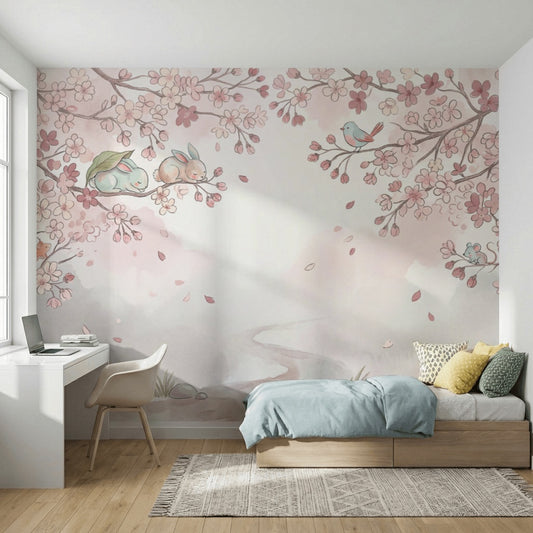 Cherry Blossoms Wallpaper Sakura Removable Watercolor Wall Decor