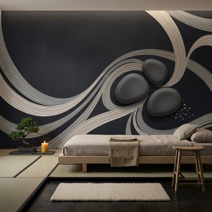 Zen Stones Wallpaper Flowing Ribbons Minimalist Wall Mural