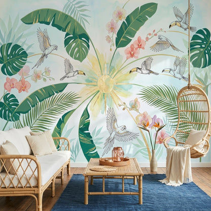 Tropical Birds Wallpaper Tropical Birds Removable Tropical Birds Wall Decor