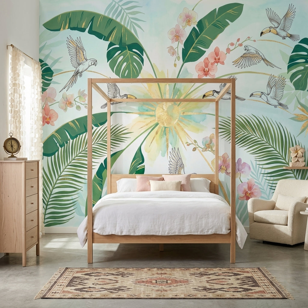 Tropical Birds Wallpaper Tropical Birds Removable Tropical Birds Wall Decor