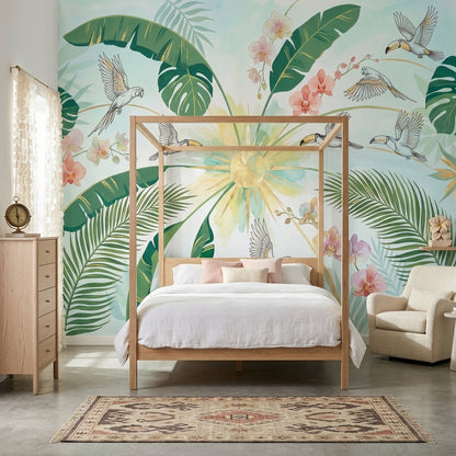 Tropical Birds Wallpaper Tropical Birds Removable Tropical Birds Wall Decor
