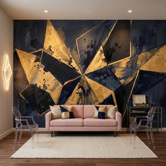 Geometric Wallpaper Metallic Splatter Paint Wall Mural