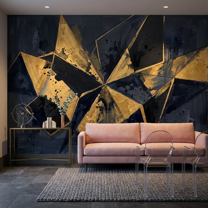 Geometric Wallpaper Metallic Splatter Paint Wall Mural