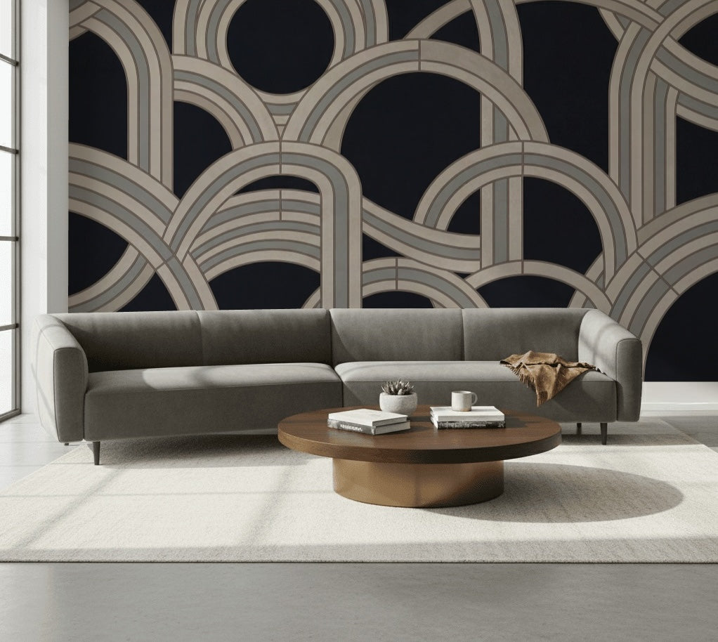 Interlocking Arches Wallpaper Art Deco Modern Glam Removable Wall Decor