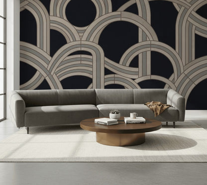 Interlocking Arches Wallpaper Art Deco Modern Glam Removable Wall Decor