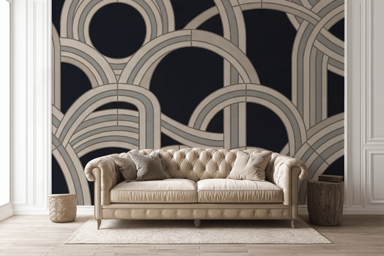 Interlocking Arches Wallpaper Art Deco Modern Glam Removable Wall Decor