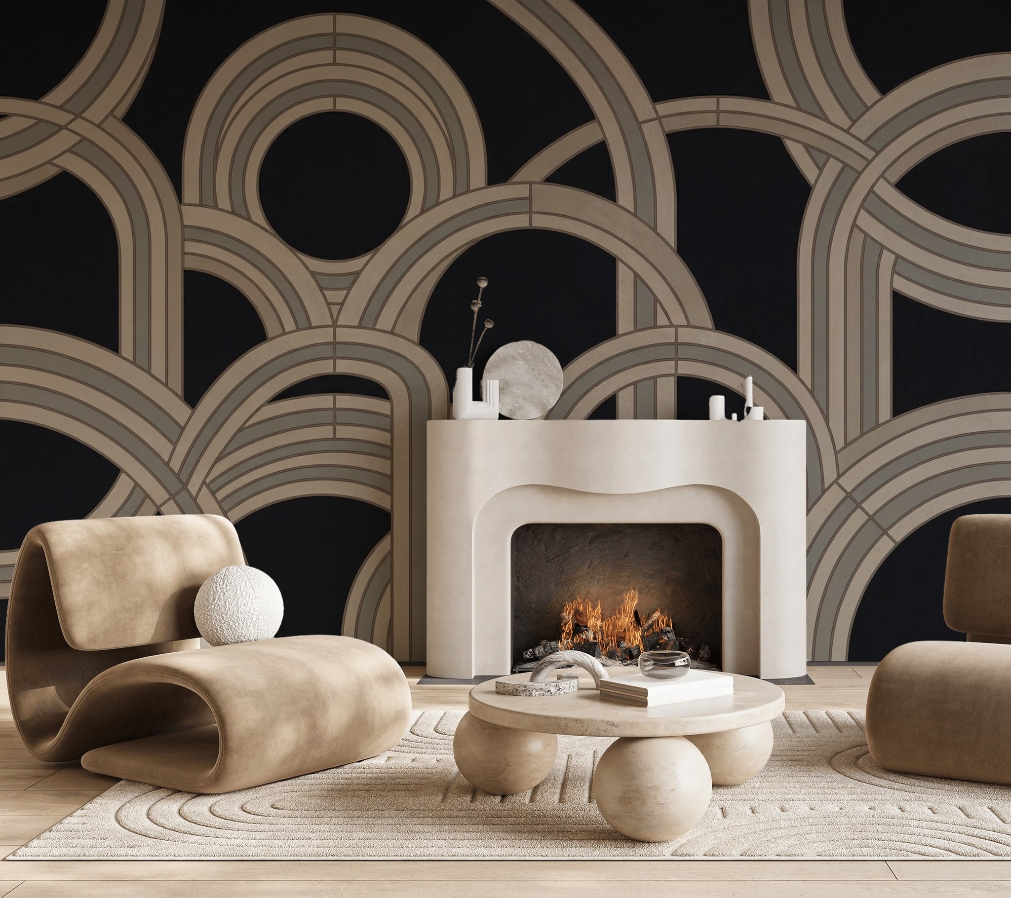 Interlocking Arches Wallpaper Art Deco Modern Glam Removable Wall Decor