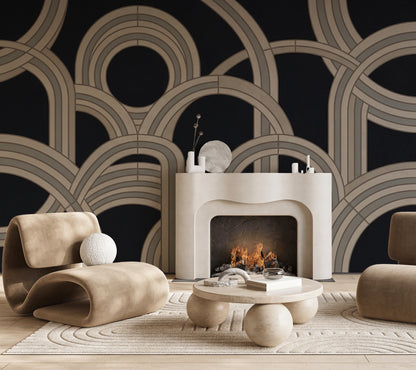 Interlocking Arches Wallpaper Art Deco Modern Glam Removable Wall Decor