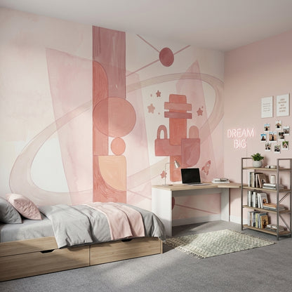 Space Wallpaper Pastel Pink Minimalist Removable Wall Decor