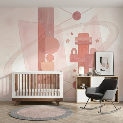 Space Wallpaper Pastel Pink Minimalist Removable Wall Decor