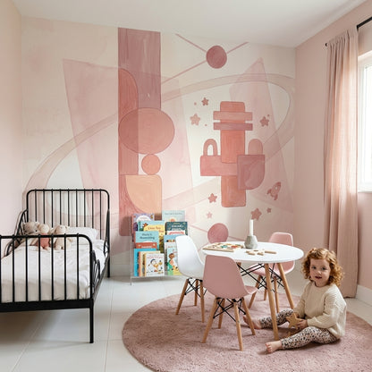 Space Wallpaper Pastel Pink Minimalist Removable Wall Decor