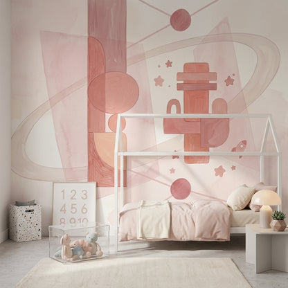 Space Wallpaper Pastel Pink Minimalist Removable Wall Decor