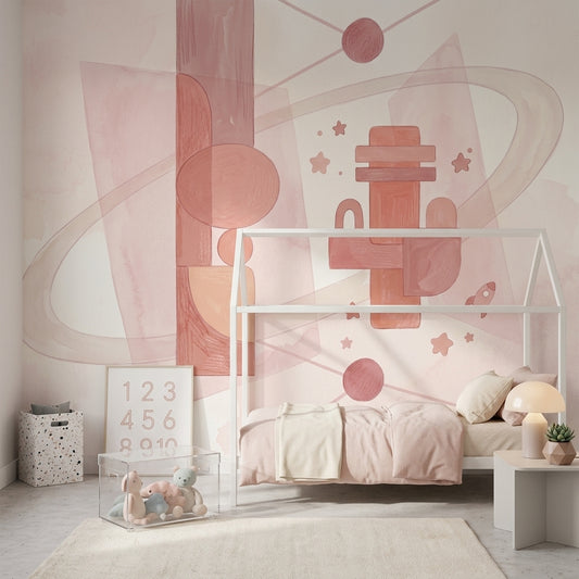 Space Wallpaper Pastel Pink Minimalist Removable Wall Decor