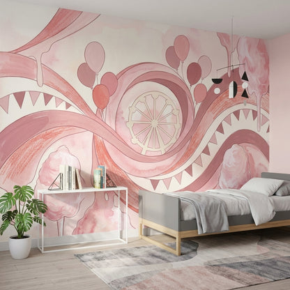 Carnival Wallpaper Pink Pastel Abstract Watercolor Removable Wall Decor