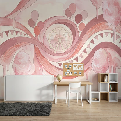 Carnival Wallpaper Pink Pastel Abstract Watercolor Removable Wall Decor