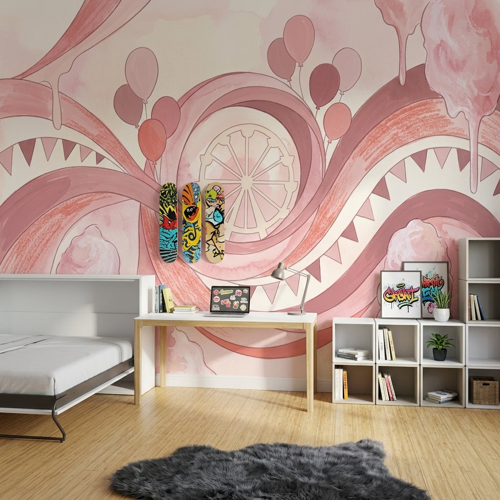 Carnival Wallpaper Pink Pastel Abstract Watercolor Removable Wall Decor
