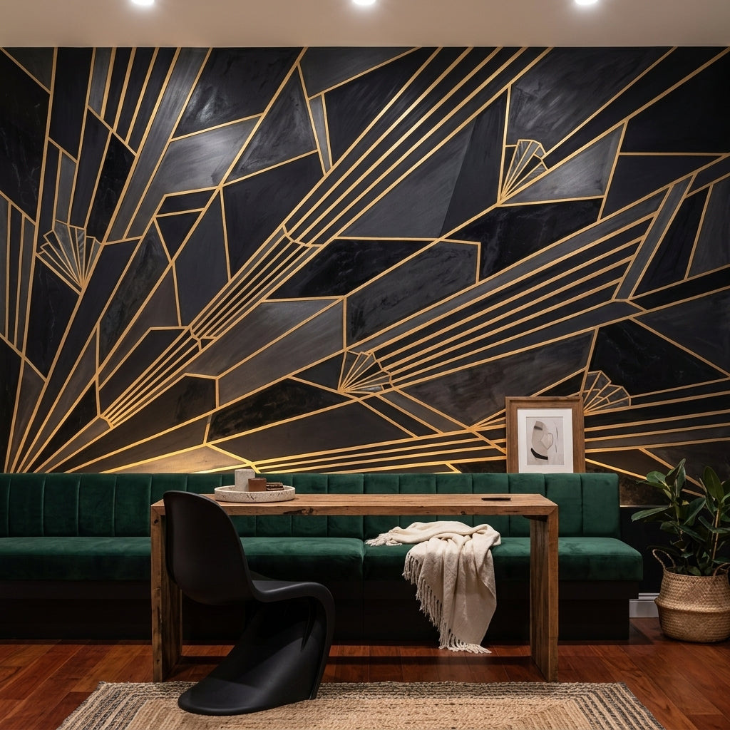 Art Deco Wallpaper Geometric Removable Marbled Texture Wall Decor