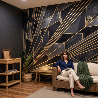 Art Deco Wallpaper Geometric Removable Marbled Texture Wall Decor