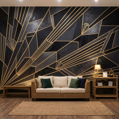 Art Deco Wallpaper Geometric Removable Marbled Texture Wall Decor
