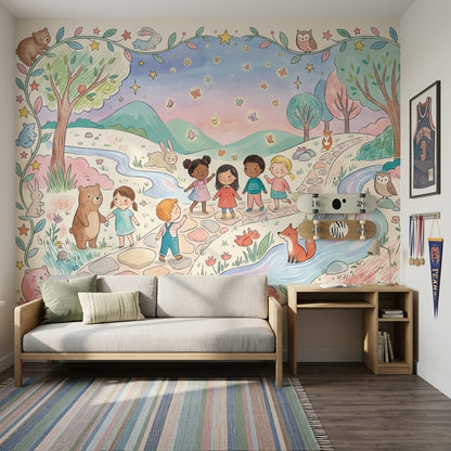 Woodland Animals Wallpaper Whimsical Children Wall Mural