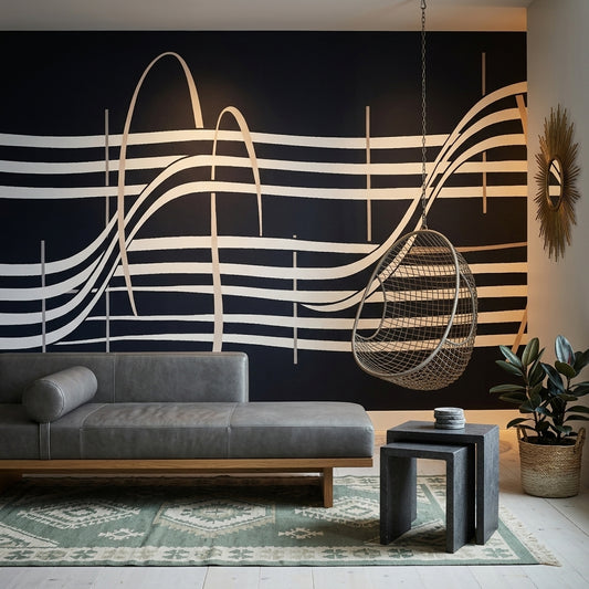 Abstract Wallpaper Wavy Stripes Art Deco Wall Mural
