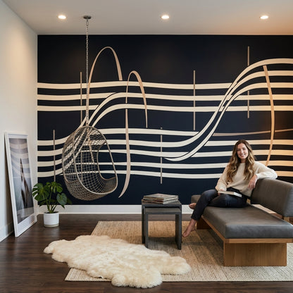 Abstract Wallpaper Wavy Stripes Art Deco Wall Mural