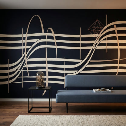 Abstract Wallpaper Wavy Stripes Art Deco Wall Mural