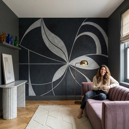 Abstract Wallpaper Geometric Removable Botanical Wall Decor