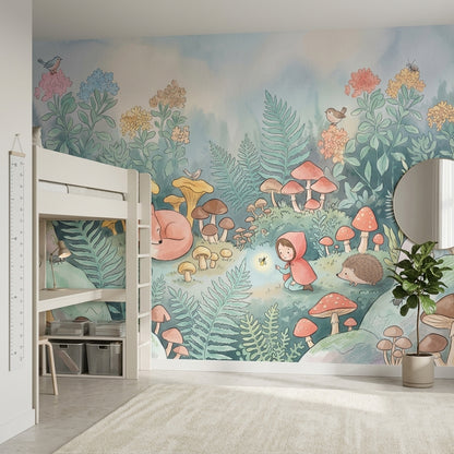 Woodland Wallpaper Forest Mushrooms Removable Wall Decor