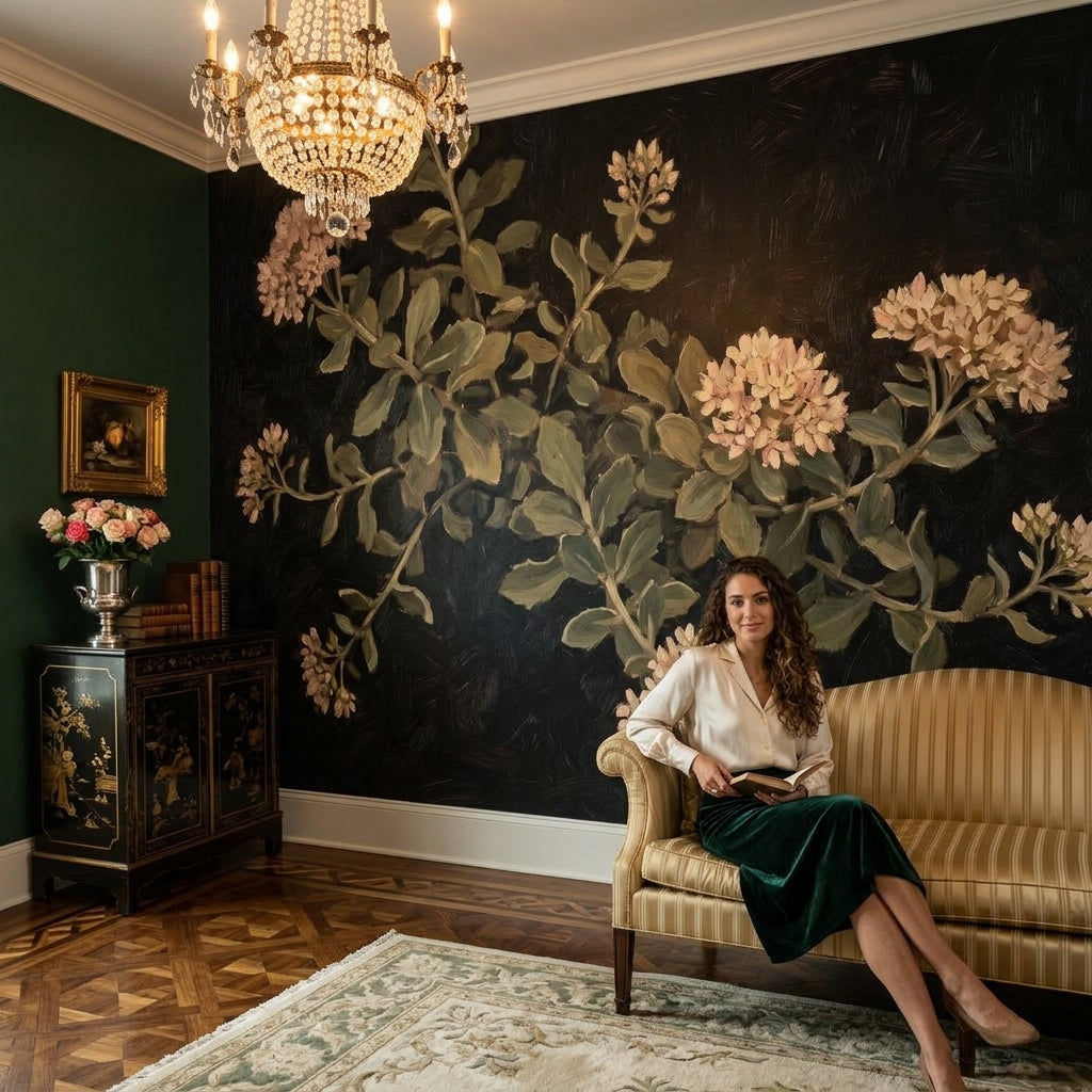 Dark Floral Wallpaper Botanical Vintage Removable Wall Decor
