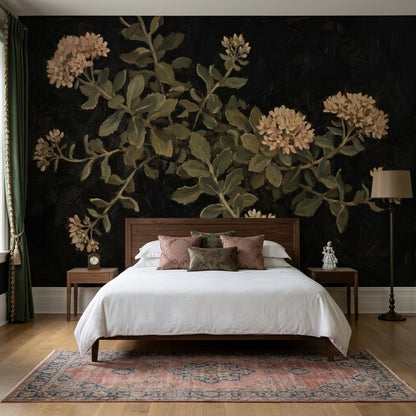 Dark Floral Wallpaper Botanical Vintage Removable Wall Decor