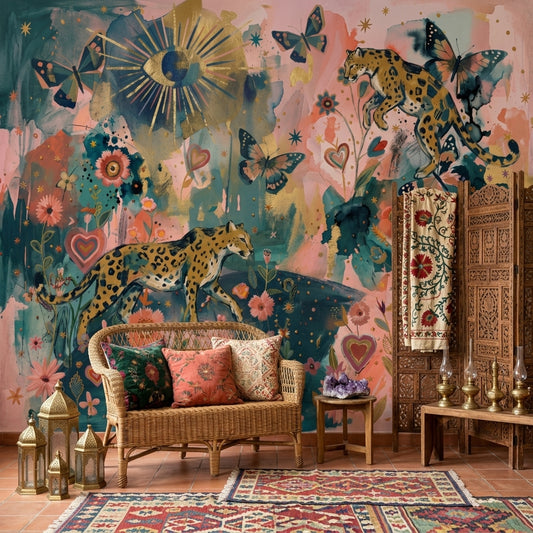 Leopard Wallpaper Bright Removable Whimsical Wall Decor