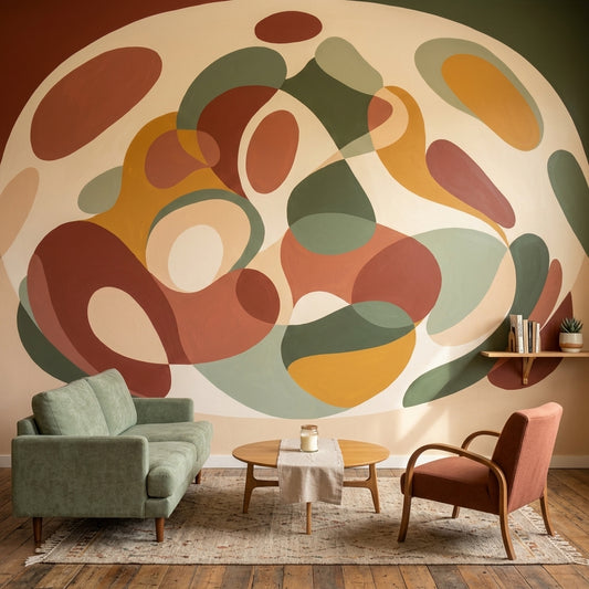 White Background Wallpaper Mid Century Modern Removable Wall Decor