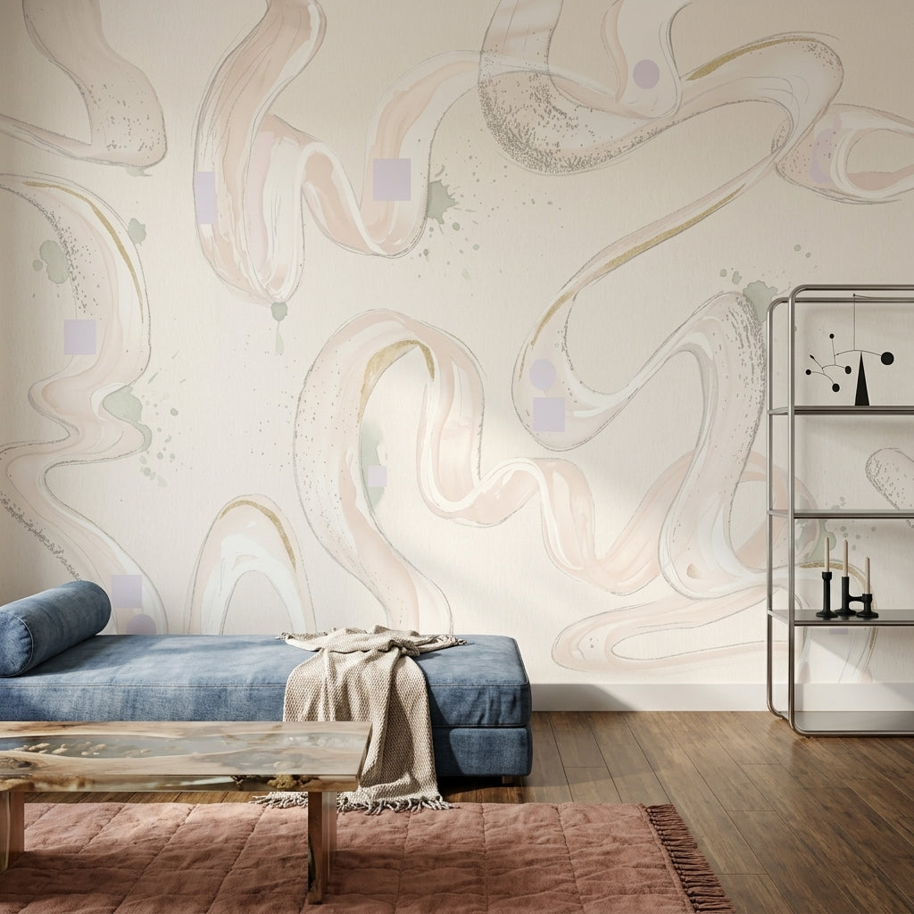 White Background Wallpaper Minimal Removable Watercolor Wall Decor