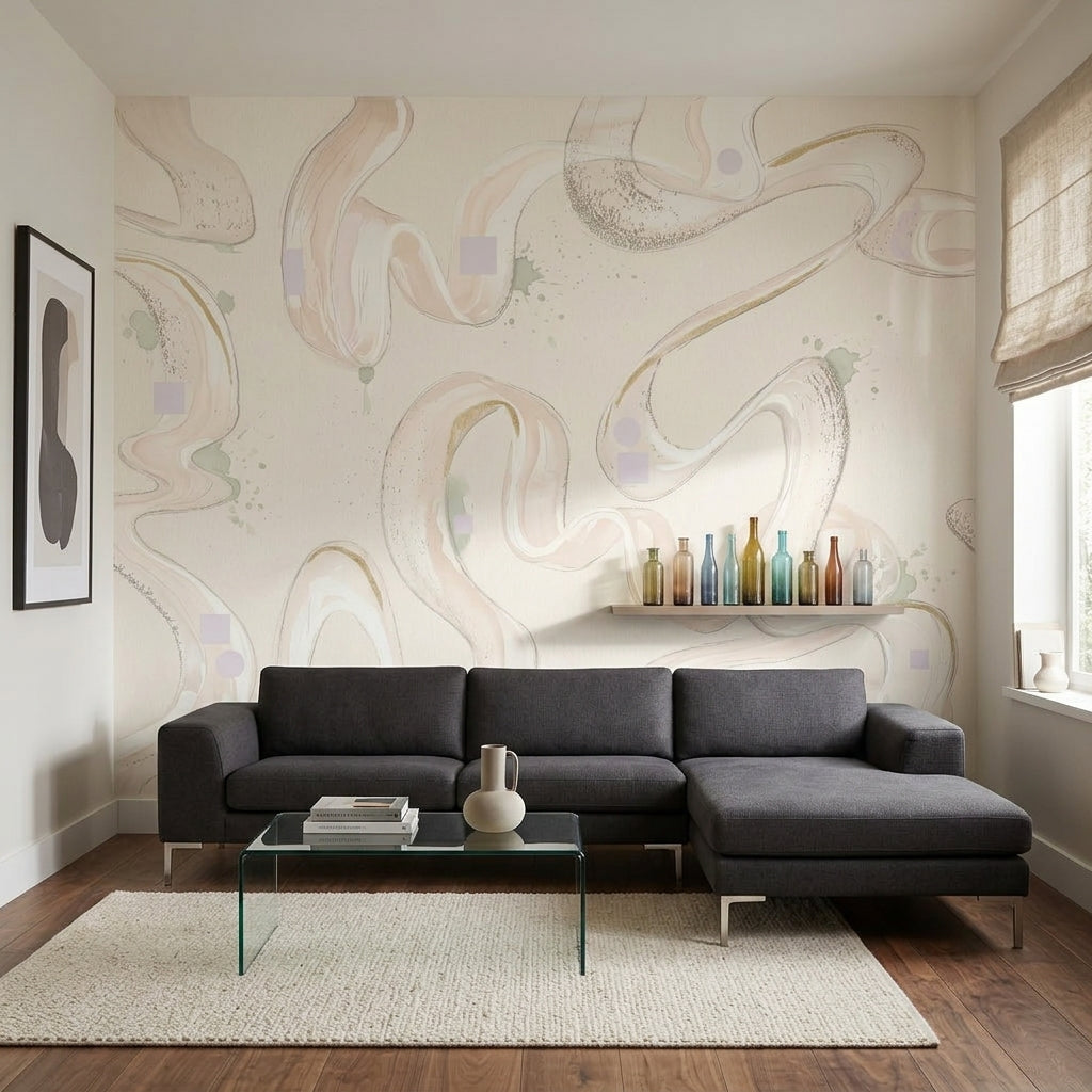 White Background Wallpaper Minimal Removable Watercolor Wall Decor
