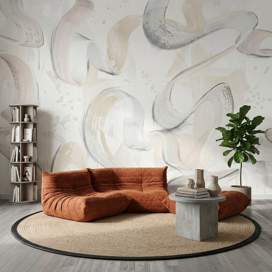 Brushstroke Wallpaper Ribbon Swirls Bright Removable Wall Decor