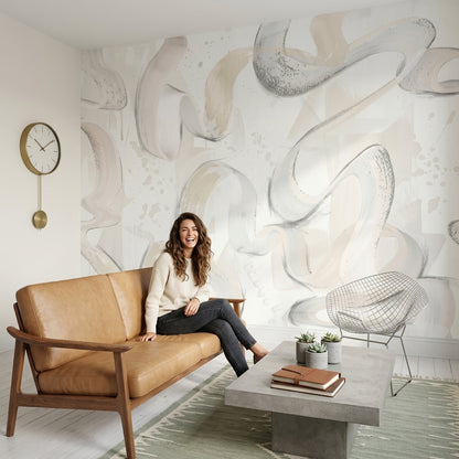 Brushstroke Wallpaper Ribbon Swirls Bright Removable Wall Decor